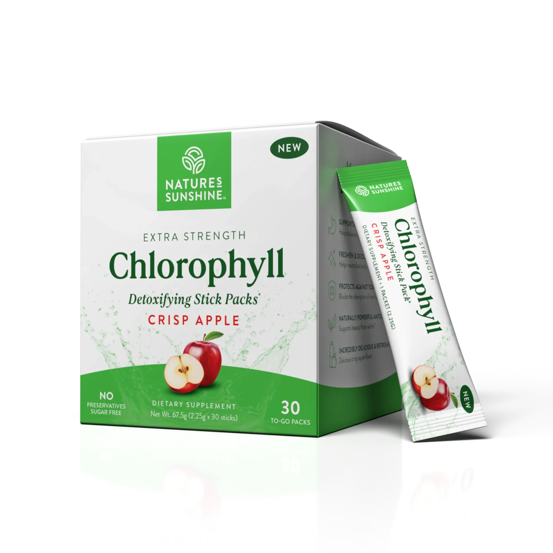 Chlorophyll Detoxifying Stick Packs, Crisp Apple